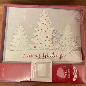 Holiday Cards Seasons Greeting 24 Pack NIB Opened Christmas Trees